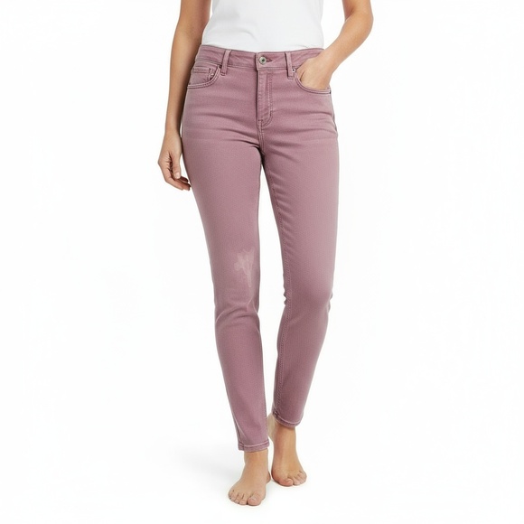 Chico's Skinny Ankle Jeans 6S Mauve High-Rise Trendy Chic Everyday - Picture 1 of 13